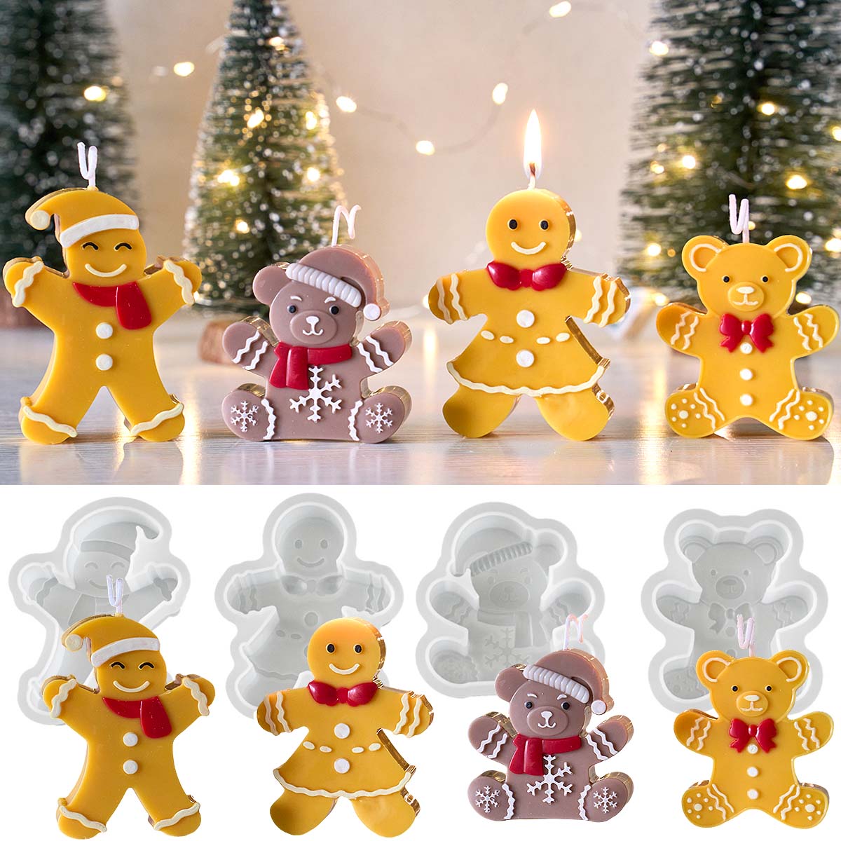 Soap Making Gifts - Cetakan Lilin Silikon Bentuk Beruang Gingerbread